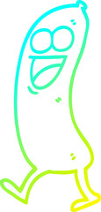 cold gradient line drawing happy cartoon sausage