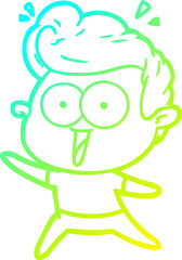 cold gradient line drawing cartoon excited man
