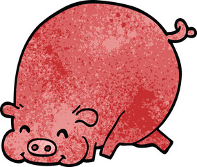 cartoon doodle fat pig
