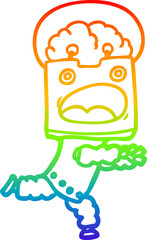 rainbow gradient line drawing cartoon robot