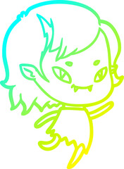 cold gradient line drawing cartoon friendly vampire girl running