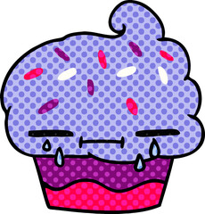 cartoon of a crying cupcake