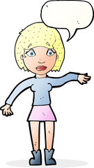 cartoon surprised woman with speech bubble