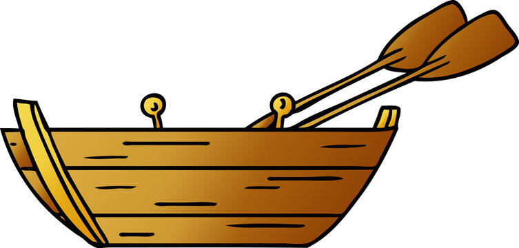 gradient cartoon doodle of a wooden boat