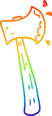rainbow gradient line drawing cartoon axe