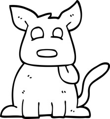 black and white cartoon happy dog