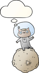 cute cartoon astronaut cat and thought bubble in smooth gradient style