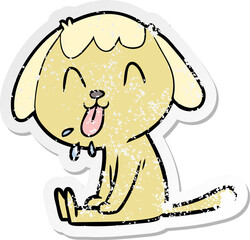 distressed sticker of a cute cartoon dog