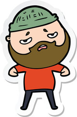Obraz na płótnie Canvas sticker of a cartoon worried man with beard