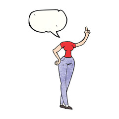 speech bubble textured cartoon female body with raised hand