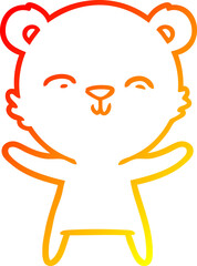 warm gradient line drawing happy cartoon polar bear