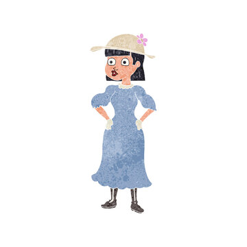 retro cartoon woman in sensible dress