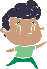 happy flat color style cartoon man