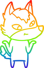 rainbow gradient line drawing friendly cartoon wolf