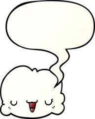 cute cartoon cloud and speech bubble in smooth gradient style