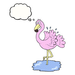 thought bubble cartoon flamingo