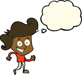 Obraz premium cartoon grinning man with thought bubble