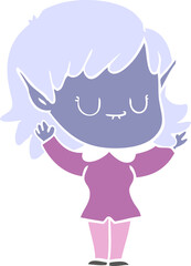 happy flat color style cartoon elf girl