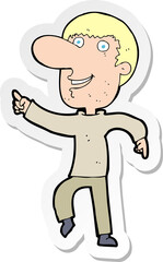 sticker of a cartoon happy man dancing