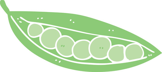 flat color style cartoon peas in pod