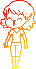 warm gradient line drawing cartoon elf girl