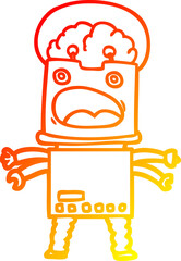 warm gradient line drawing cartoon robot