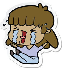 sticker of a cartoon woman in tears