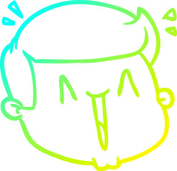 cold gradient line drawing happy cartoon male face