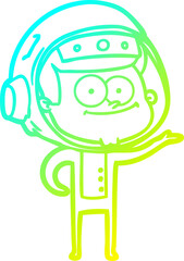 cold gradient line drawing happy astronaut cartoon