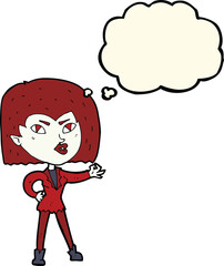 cartoon vampire girl with thought bubble