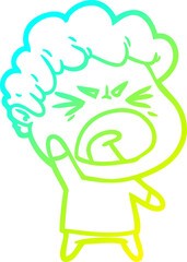 cold gradient line drawing cartoon furious man