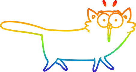 rainbow gradient line drawing cartoon cat