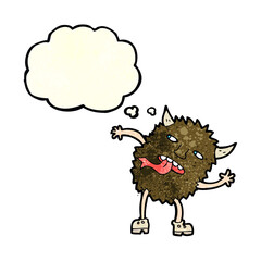 funny cartoon monster with thought bubble