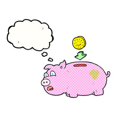 thought bubble cartoon piggy bank