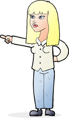 cartoon pretty woman pointing