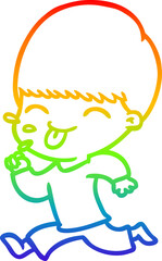 rainbow gradient line drawing cartoon boy sticking out tongue