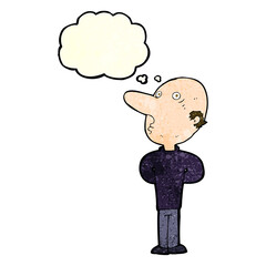 cartoon balding man with thought bubble