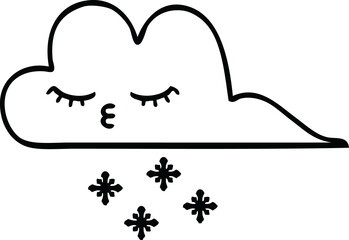 line drawing cartoon storm snow cloud