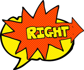 comic book speech bubble cartoon right symbol pointing