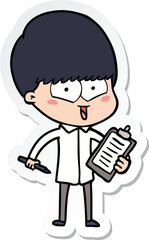 sticker of a cartoon happy boy