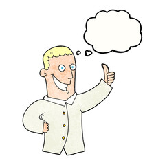 thought bubble textured cartoon man giving approval