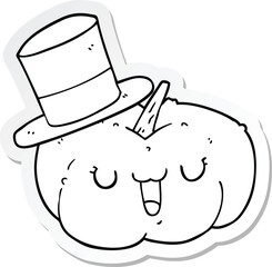 sticker of a cartoon pumpkin wearing hat