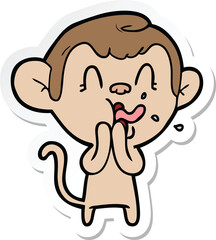 sticker of a crazy cartoon monkey