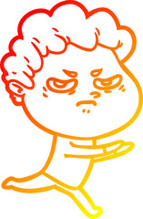 warm gradient line drawing cartoon angry man