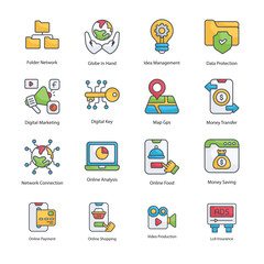  Digital Service vector Fill outline Icon Design illustration. Digital Service Symbol on White background EPS 10 File set 2
