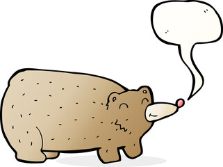 funny cartoon bear with speech bubble