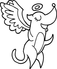 Fototapeta premium line drawing cartoon angel dog