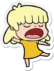 sticker of a cartoon woman talking loudly