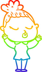 rainbow gradient line drawing cartoon calm woman