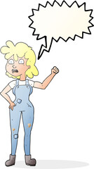speech bubble cartoon woman shaking fist